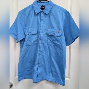 Dickies Men's Light Blue Casual Button Down Shirt